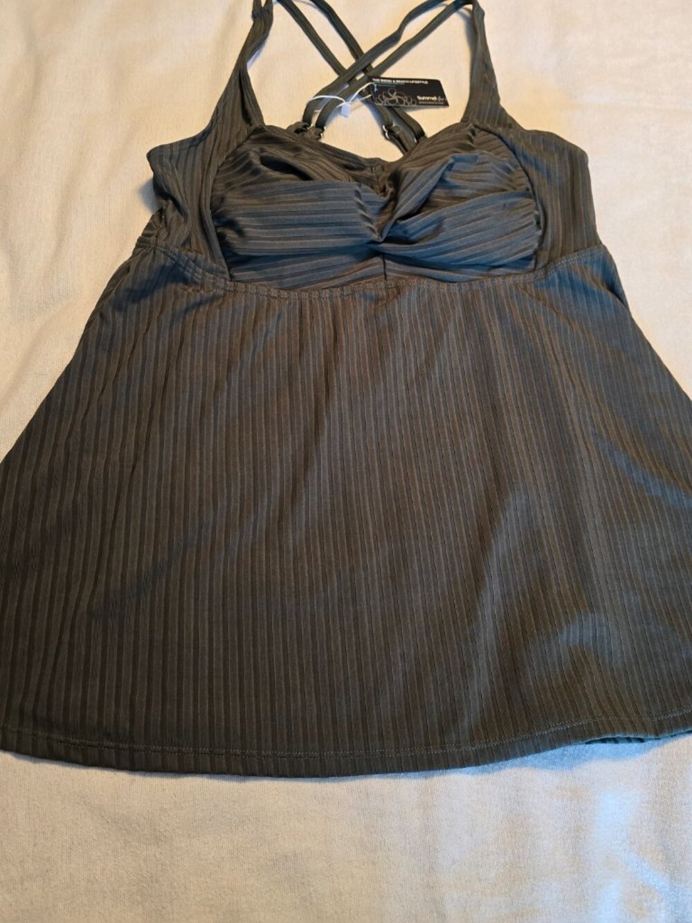 Summer Mae Maternity Tankini Swim Top Ribbed Black NWT - Size Large L Lg